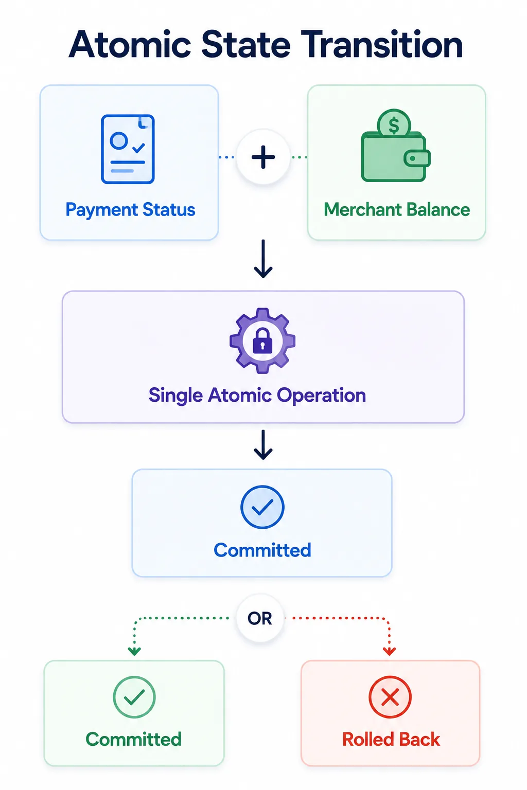 Payment status and merchant balance changing as one atomic operation